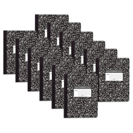 Roaring Spring Paper Products Composition Book, Unruled, 50 Sheets, 9.75in. x 7.5in. , Black Marble, 12PK 77260